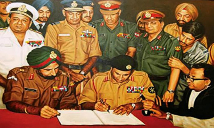 পাকিস্তানি বাহিনীর আত্মসমর্পণের ঐতিহাসিক দৃশ্য