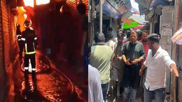 শ্রীনগর বাজারে অগ্নিকাণ্ডে ক্ষতিগ্রস্ত ব্যবসায়ীদের পাশে বিএনপি 
