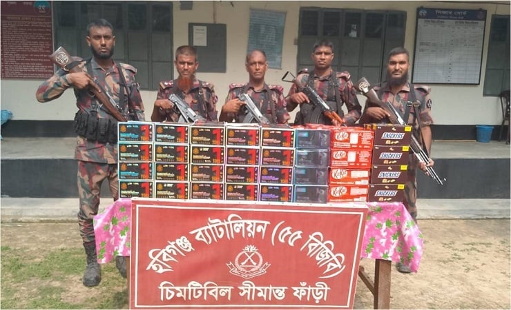 হবিগঞ্জে বিজিবির অভিযান দুই কোটি ৮৫ লাখ টাকার ভারতীয় পণ্য জব্দ