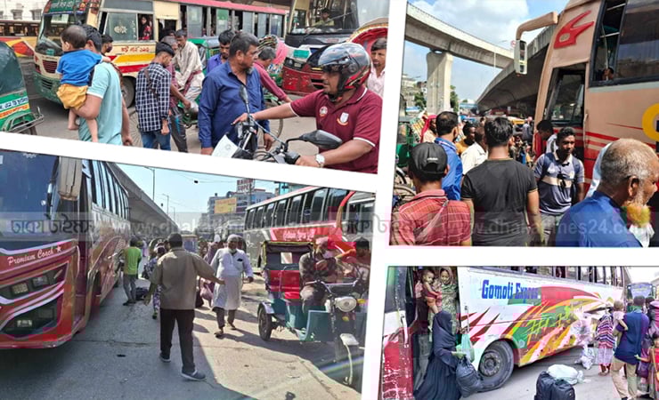 ঈদ শেষে ঢাকামুখী যাত্রীর চাপ, যাত্রাবাড়ী-সায়েদাবাদে ফিরতি মানুষের ভিড়