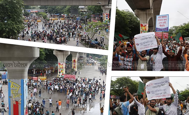 জুলাই সনদের দাবিতে শাহবাগ মোড়ে অবস্থান জুলাই যোদ্ধাদের, যান চলাচল বন্ধ