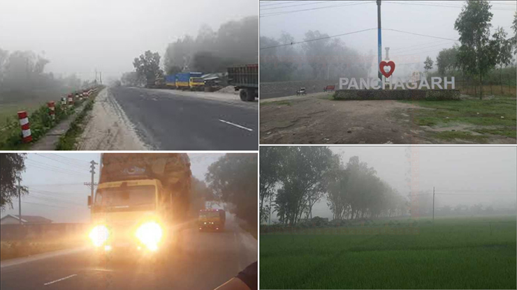 কুয়াশায় ঢাকা তেঁতুলিয়া, প্রকৃতিতে বইছে শীতের আগমনী বার্তা