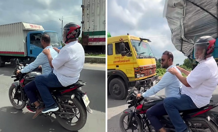 বেহাল মহাসড়ক পরিদর্শনে গিয়ে ফেঁসে গেলেন সেতু মন্ত্রণালয়ের উপদেষ্টা, শেষমেশ মোটরসাইকেলে যাত্রা