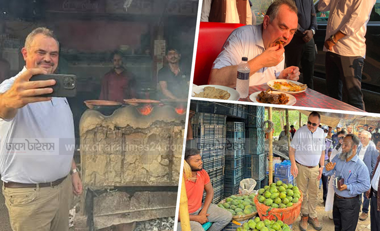 মার্কিন রাষ্ট্রদূত রাজশাহীতে খেলেন গরম কালাই রুটি, প্রশংসা করলেন আমের স্বাদের